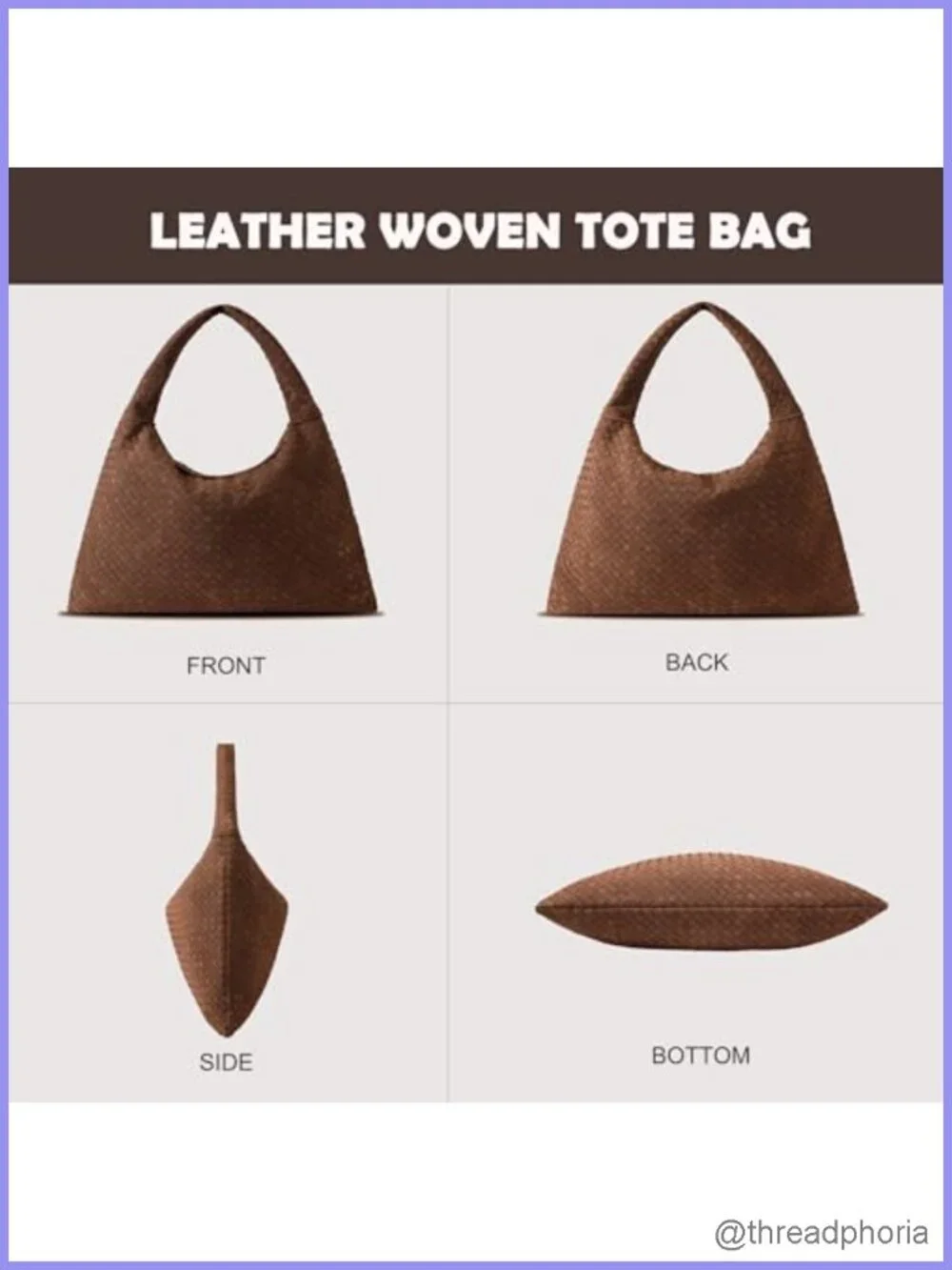 Vegan Leather Woven Tote Handbag Suede Hobo Shoulder Bag